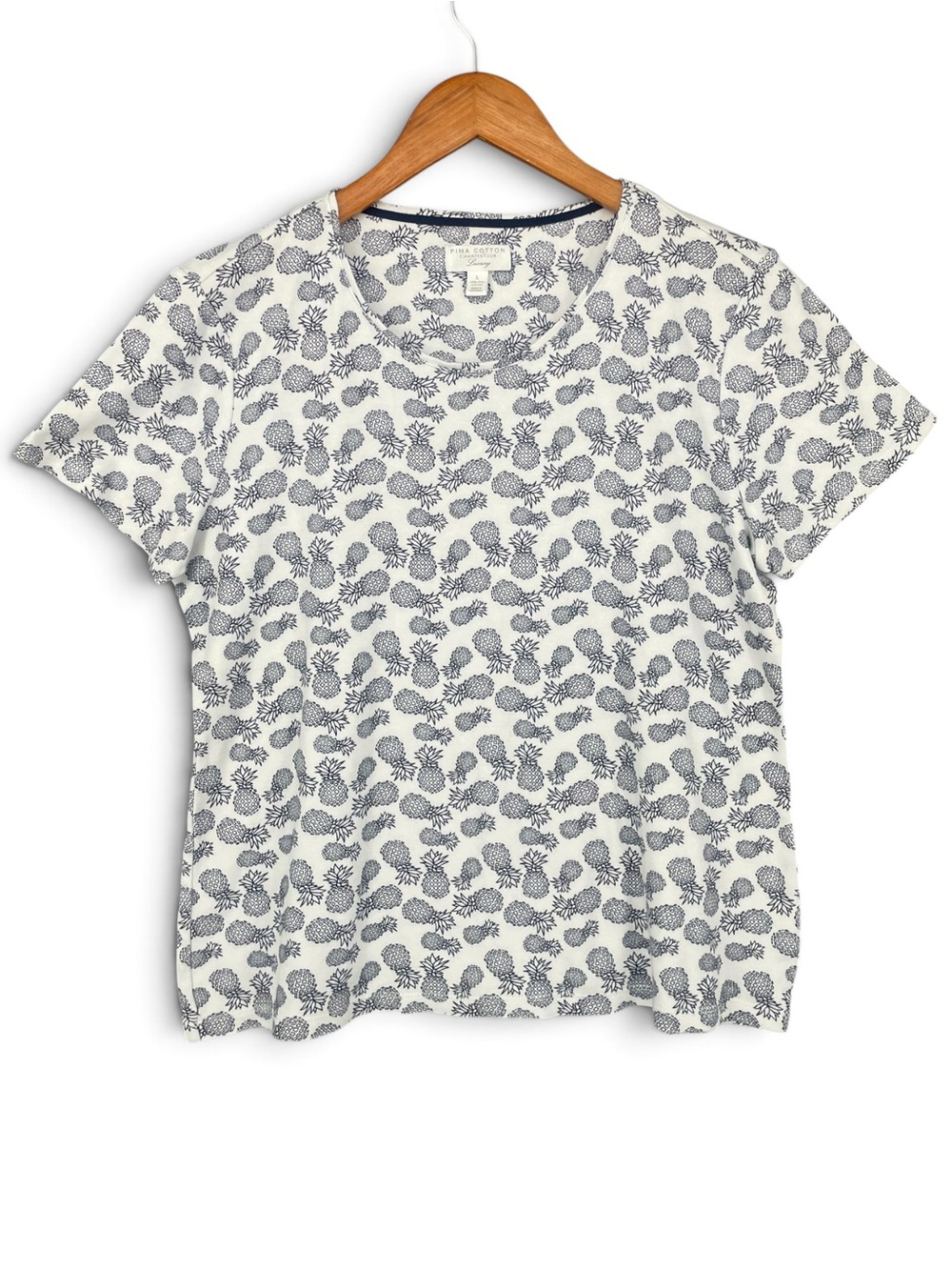 Charter Club Pima Cotton Pineapple Print Short‑Sleeve Tee Size XL